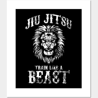 Brazilian Jiu Jitsu Train Like a Beast Distressed Posters and Art